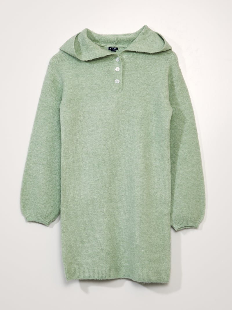 Vestido-camisola de malha com capuz VERDE - Kiabi