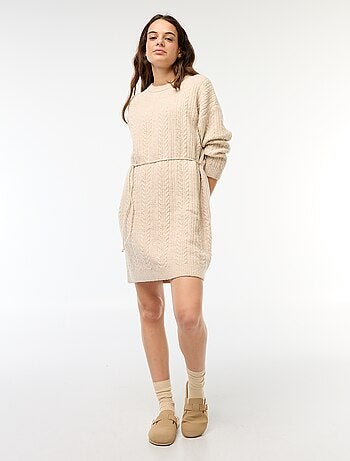 Vestido camisola de malha com torças