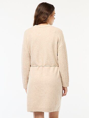 Vestido camisola de malha com torças