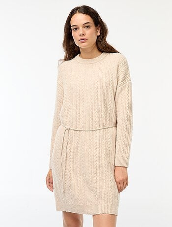 Vestido camisola de malha com torças
