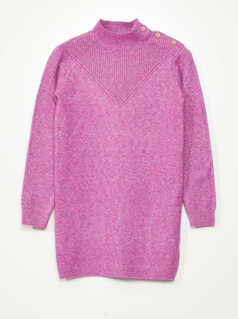 Vestido-camisola de malha de gola alta ROSA - Kiabi