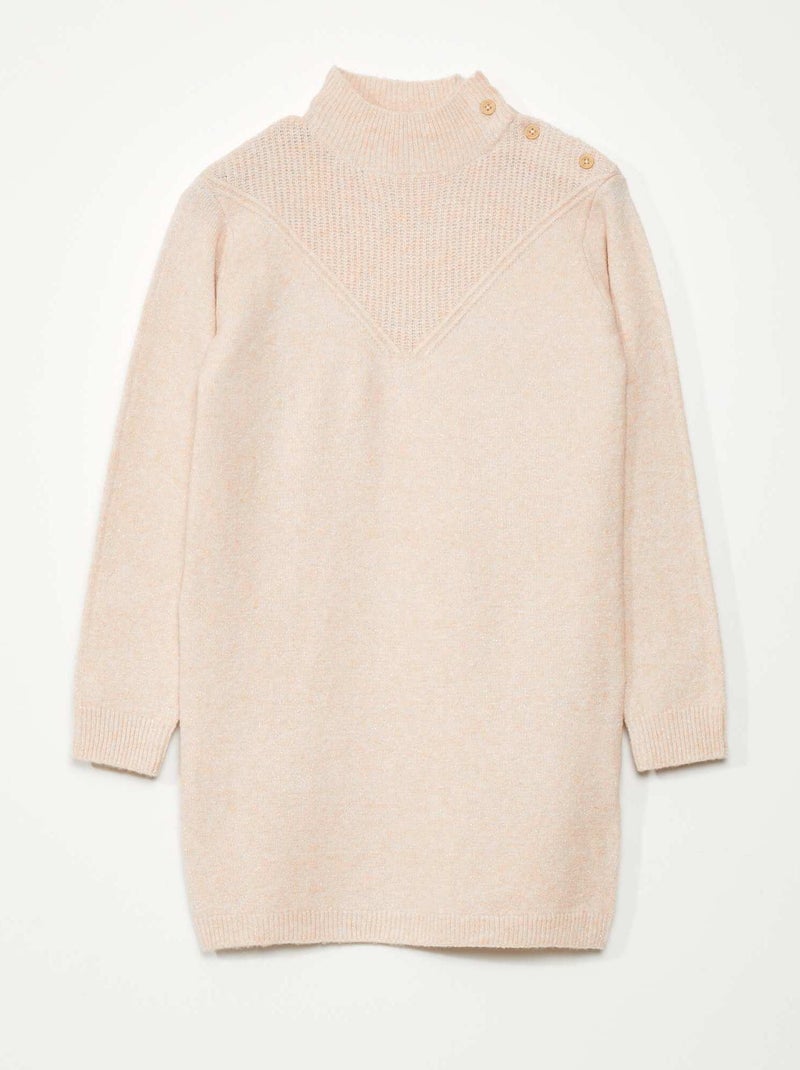 Vestido-camisola de malha de gola alta ROSA - Kiabi