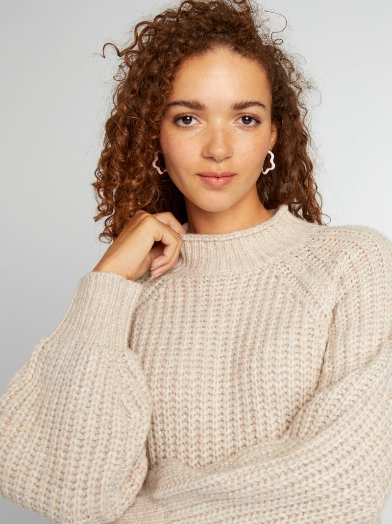 Vestido-camisola de malha grossa BEGE - Kiabi