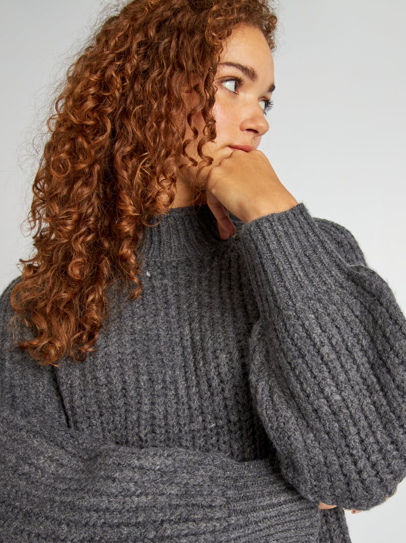 Vestido-camisola de malha grossa CINZA - Kiabi