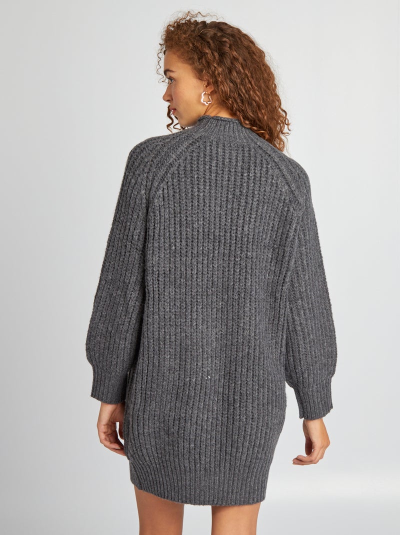 Vestido-camisola de malha grossa CINZA - Kiabi
