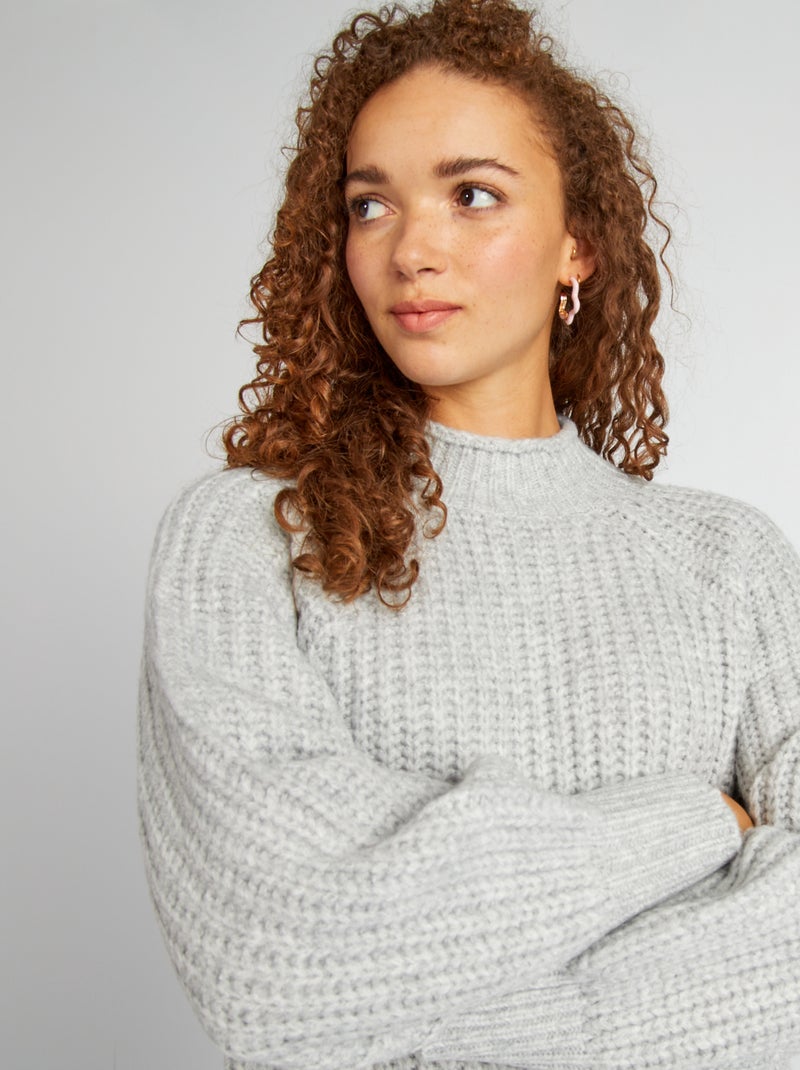 Vestido-camisola de malha grossa CINZA - Kiabi