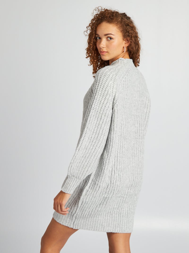 Vestido-camisola de malha grossa CINZA - Kiabi