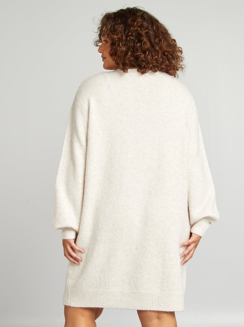 Vestido-camisola de malha grossa larga BEGE - Kiabi