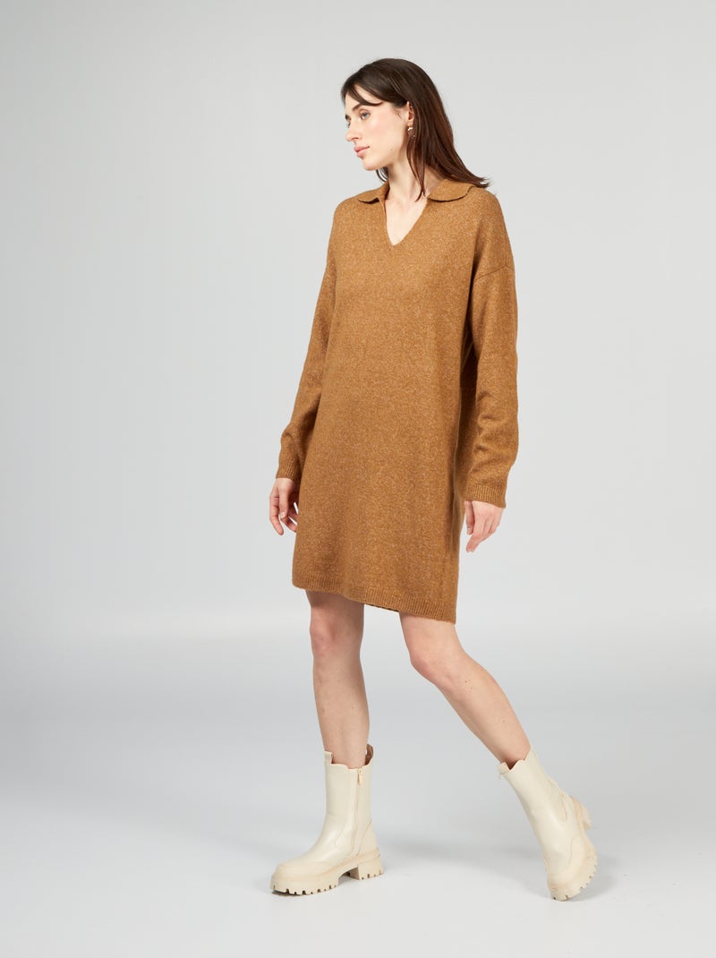 Vestido-camisola de malha 'JDY' MARROM - Kiabi