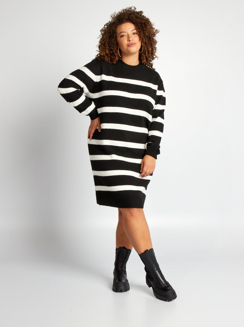 Vestido-camisola de malha PRETO - Kiabi