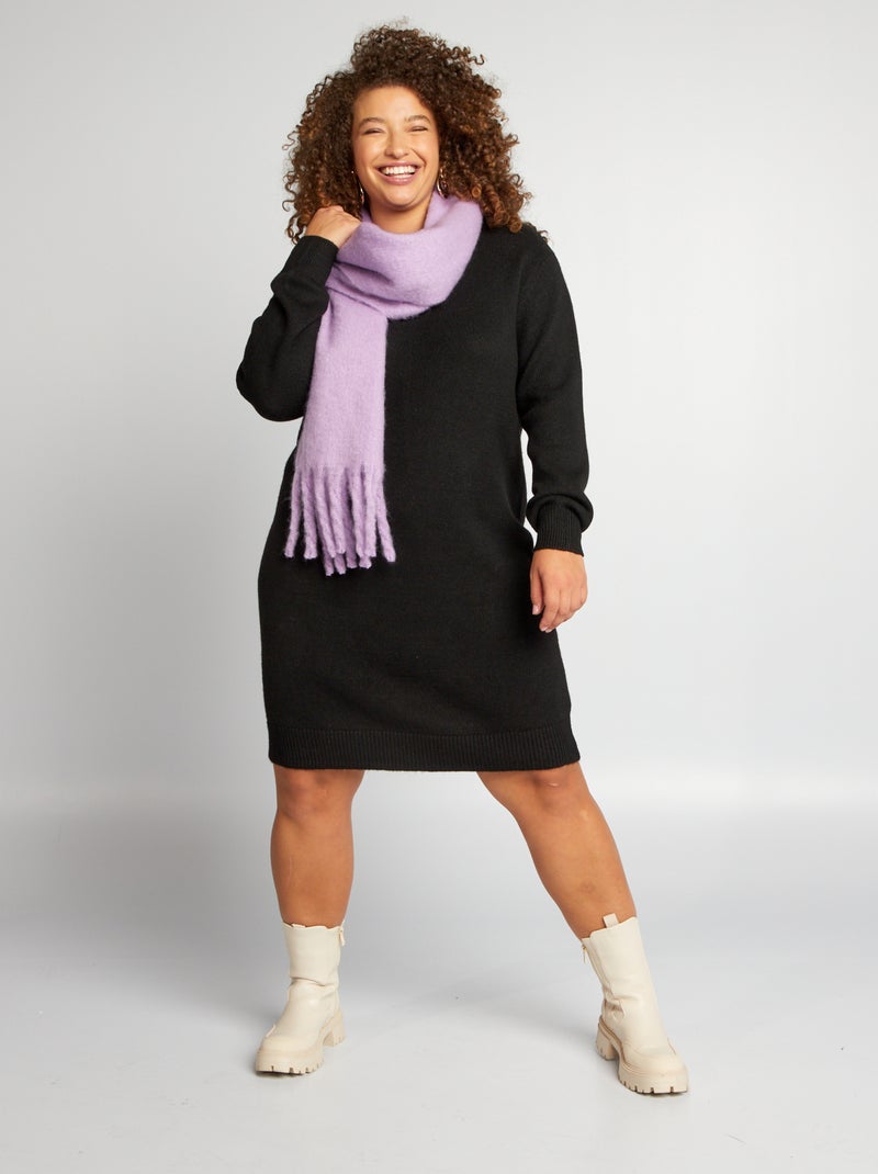 Vestido-camisola de malha Preto - Kiabi