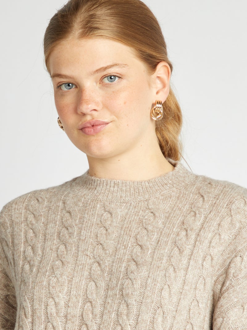 Vestido-camisola de malha torcida BEGE - Kiabi