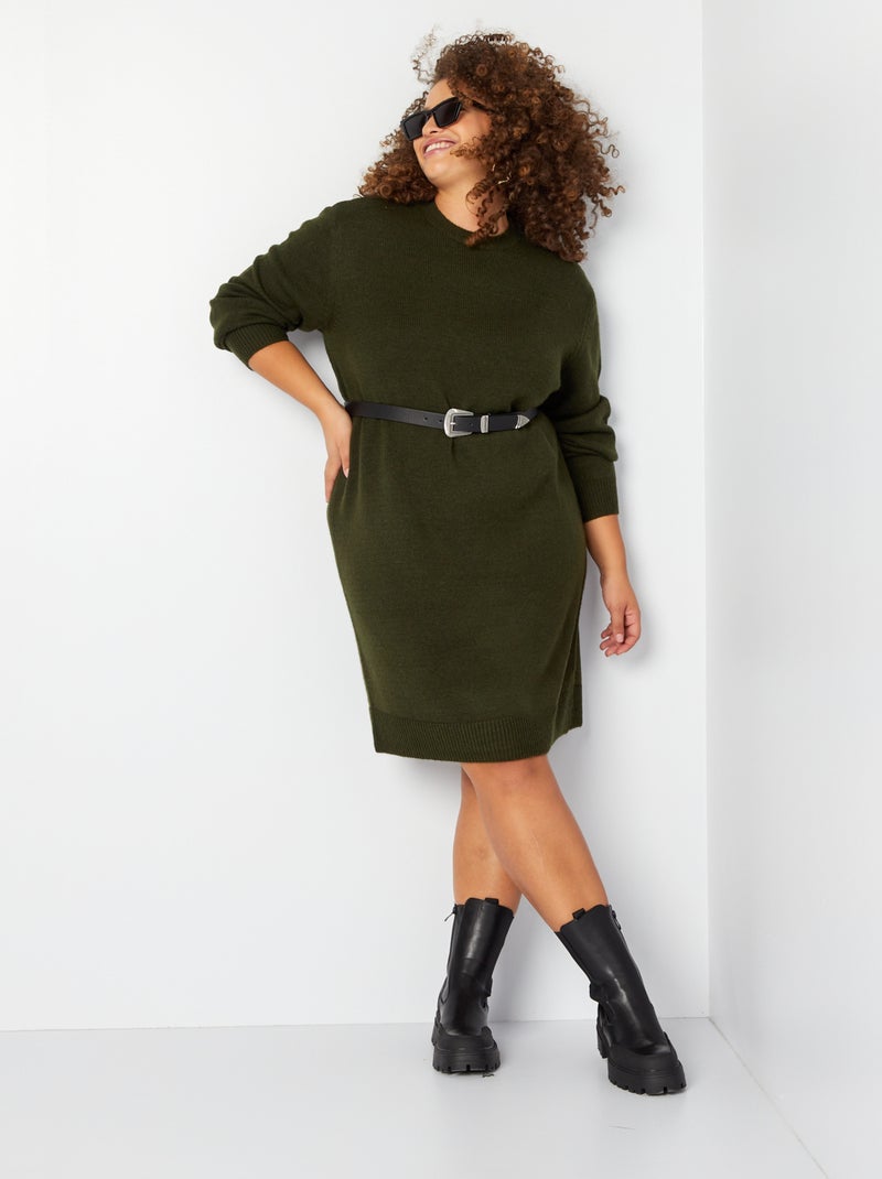 Vestido-camisola de malha VERDE - Kiabi