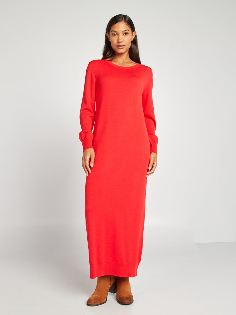 Vestido-camisola de malha VERMELHO - Kiabi