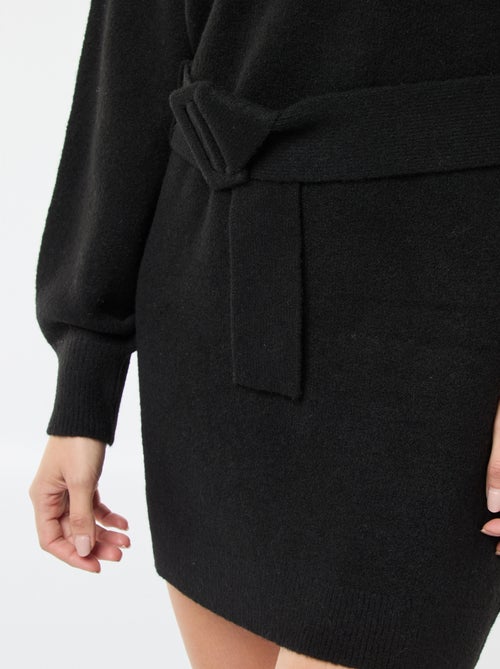 Vestido camisola de manga comprida com cinto - Kiabi