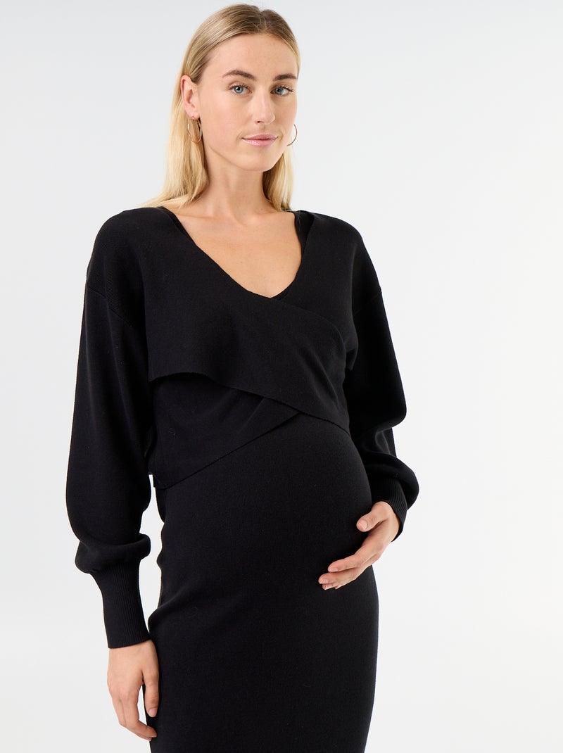 Vestido camisola de maternidade 2 em 1 Preto - Kiabi