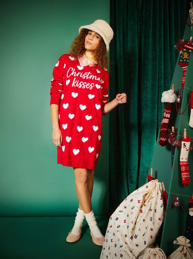 Vestido-camisola de Natal VERMELHO - Kiabi