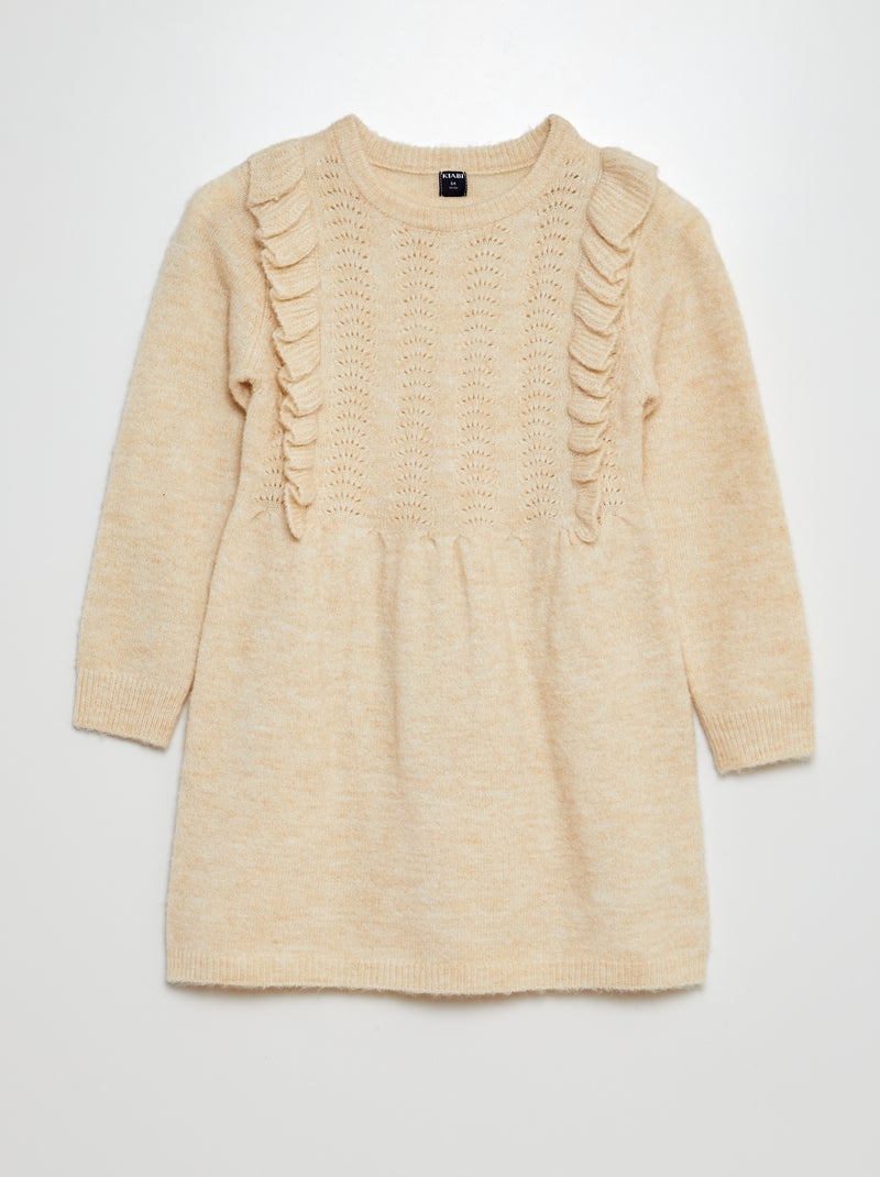 Vestido-camisola em malha BEGE - Kiabi
