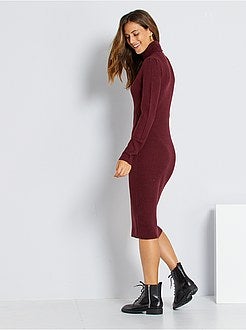 Vestido-camisola em malha canelada - Kiabi