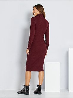 Vestido-camisola em malha canelada - Kiabi