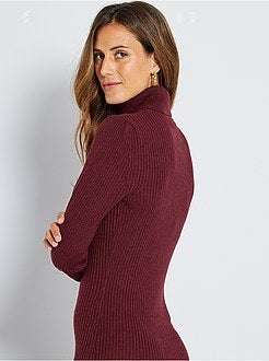 Vestido-camisola em malha canelada - Kiabi