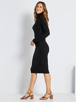 Vestido-camisola em malha canelada - Kiabi