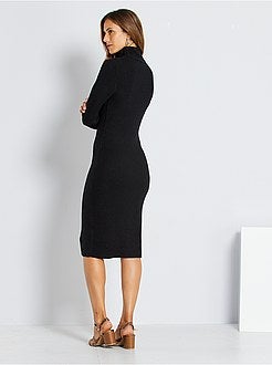 Vestido-camisola em malha canelada - Kiabi