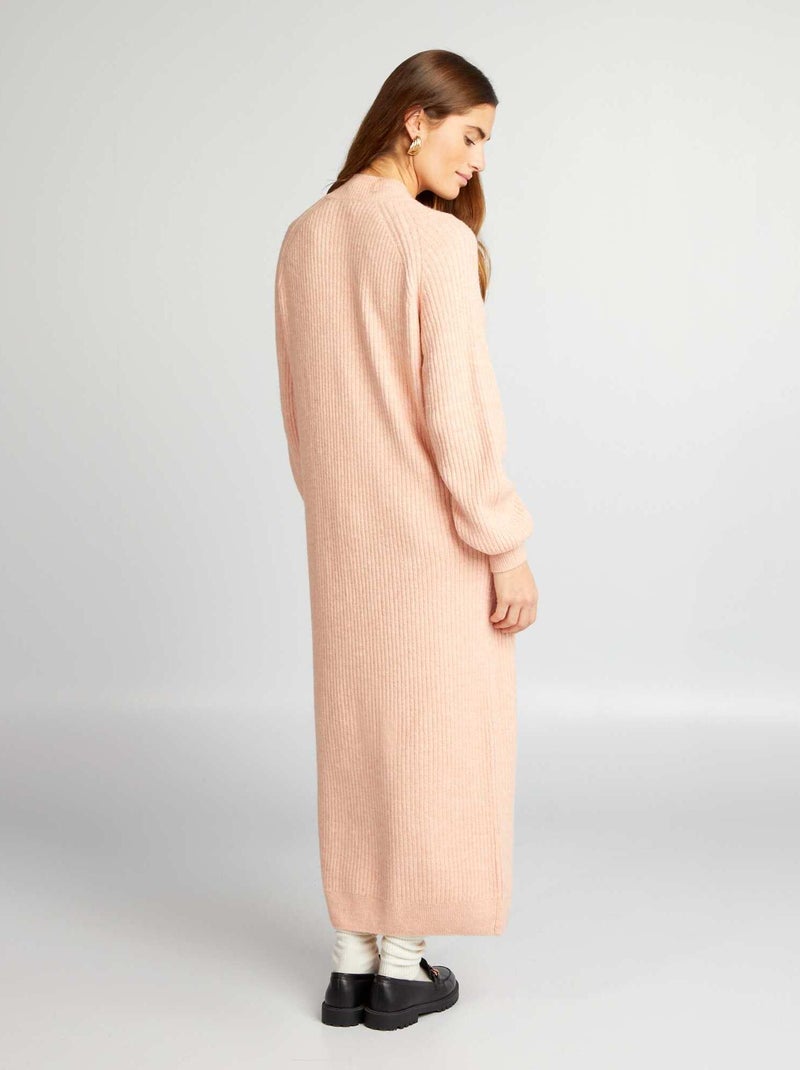 Vestido-camisola em malha canelada ROSA - Kiabi