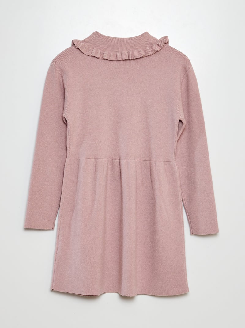 Vestido-camisola em malha de tricô com gola de folhos VIOLETA - Kiabi