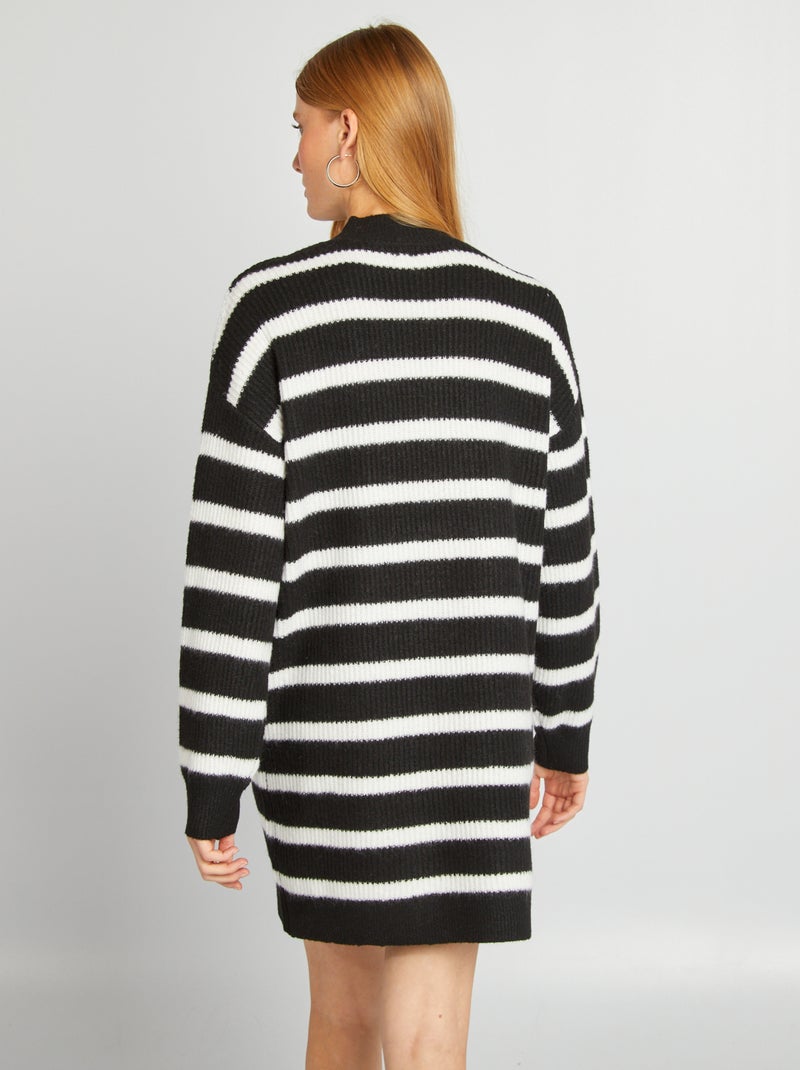 Vestido-camisola em malha e gola rente ao pescoço- PRETO - Kiabi