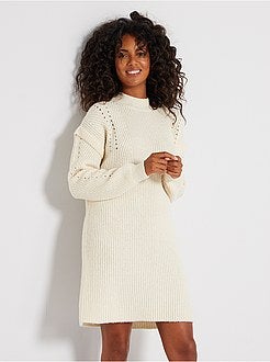 Vestido camisola em malha grossa - Kiabi