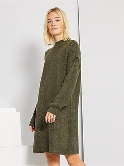 Vestido camisola em malha grossa - Kiabi