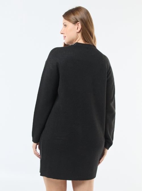 Vestido camisola em malha grossa com strass na gola - Kiabi