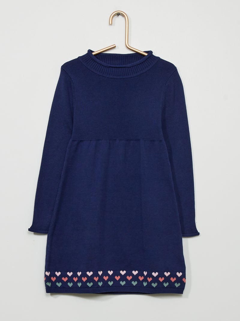 Vestido-camisola em malha jersey Azul Marinho - Kiabi