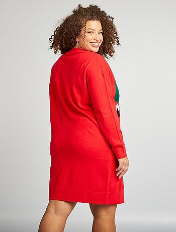 Vestido-camisola em malha 'natal' 'duende'