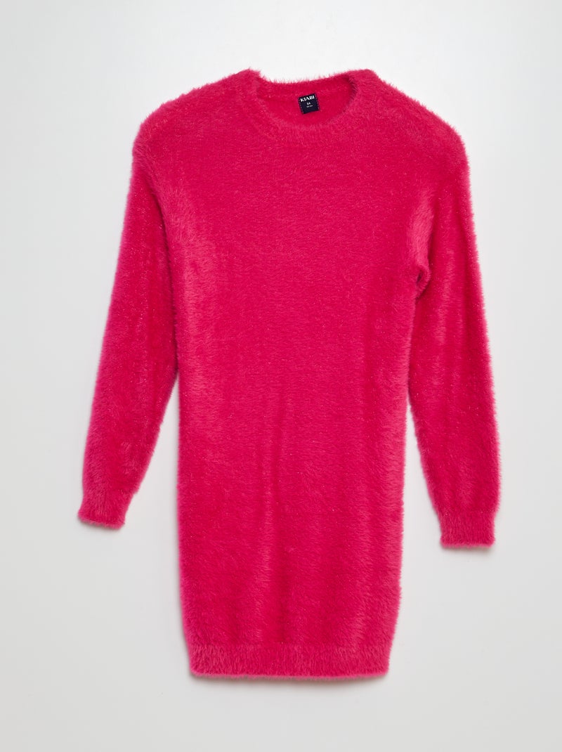 Vestido-camisola em malha peluda ROSA - Kiabi