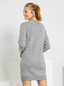 Vestido-camisola em malha perfurada - Kiabi
