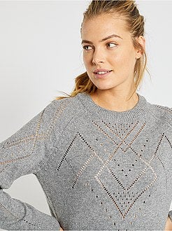 Vestido-camisola em malha perfurada - Kiabi