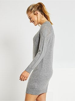 Vestido-camisola em malha perfurada - Kiabi