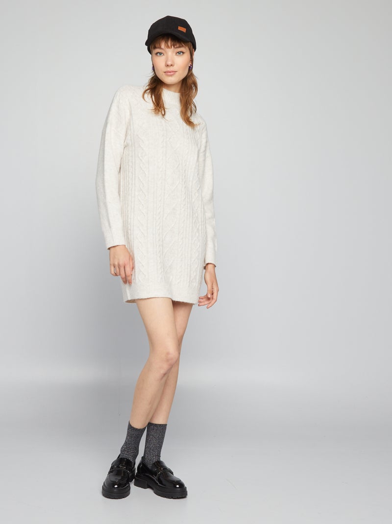 Vestido-camisola em malha torcida BEGE - Kiabi