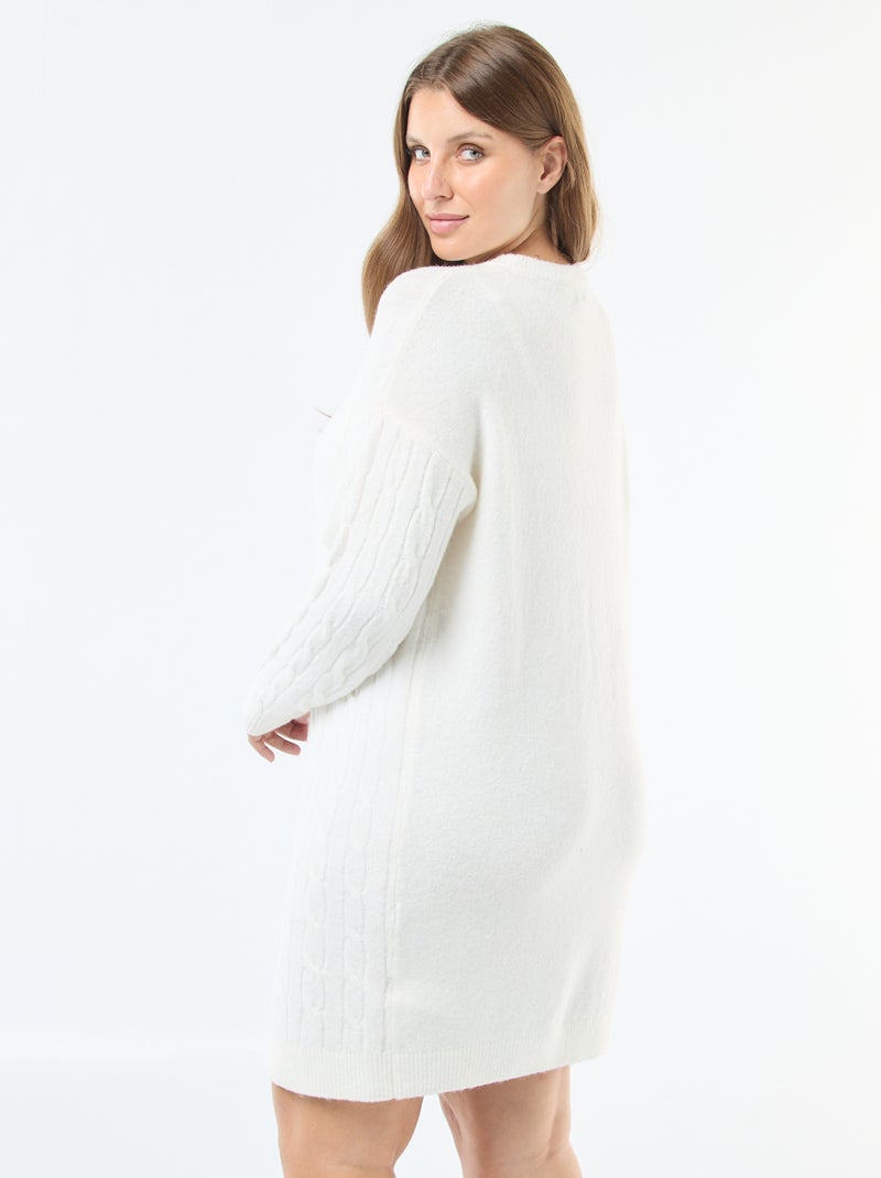 Vestido camisola em malha torcida Branco - Kiabi