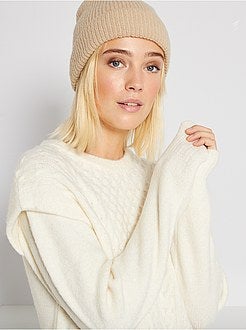 Vestido-camisola em malha torcida com ombreiras - Kiabi