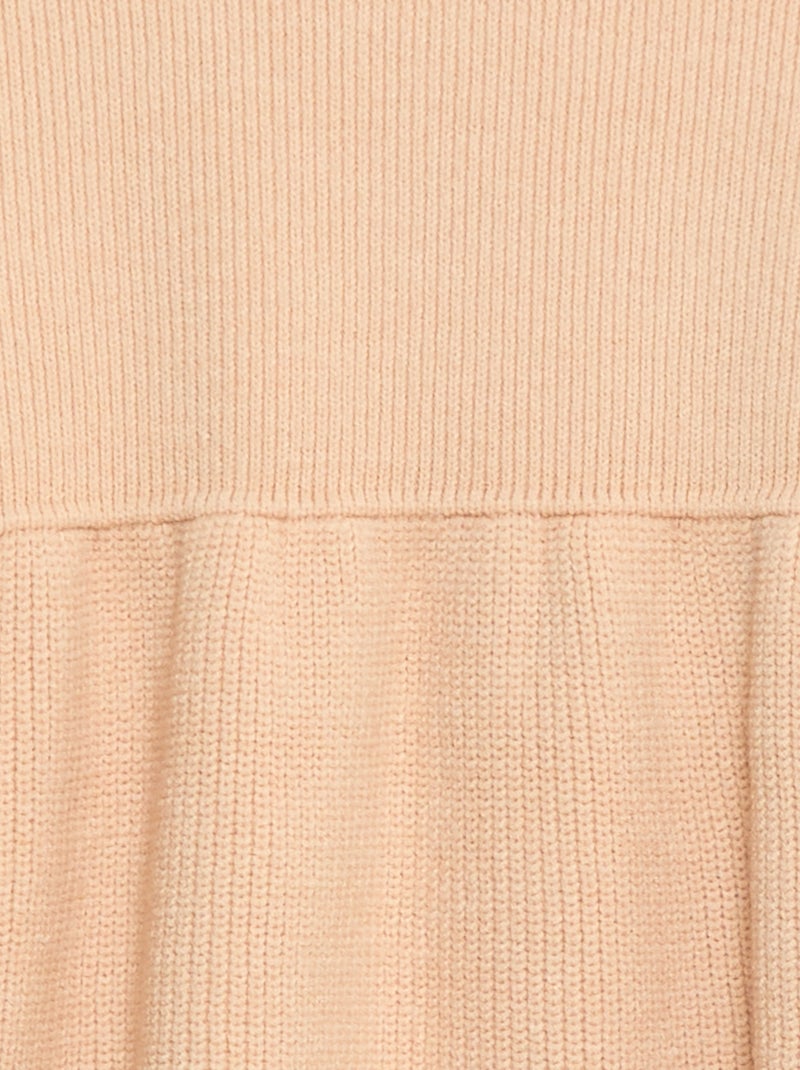 Vestido camisola em malha tricot macia Bege - Kiabi