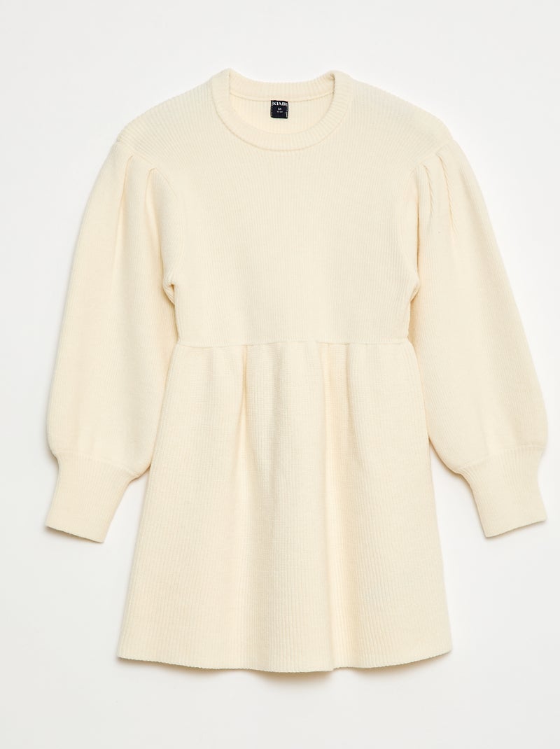 Vestido camisola em malha tricot macia Branco - Kiabi