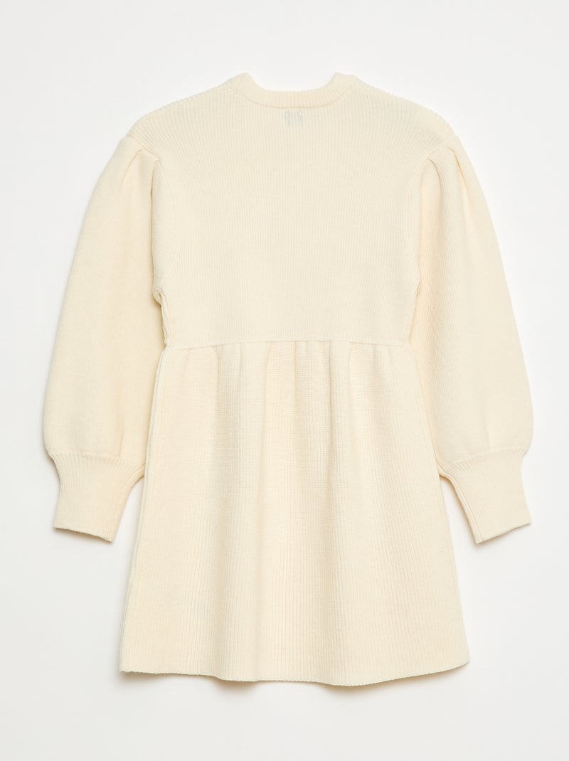 Vestido camisola em malha tricot macia Branco - Kiabi