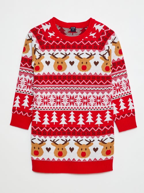 Vestido camisola em malha tricot - Kiabi