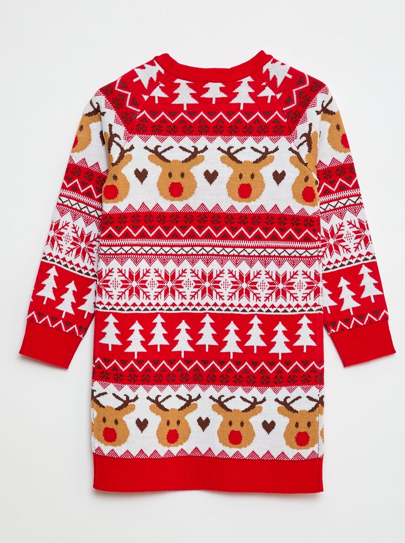 Vestido camisola em malha tricot Vermelho - Kiabi