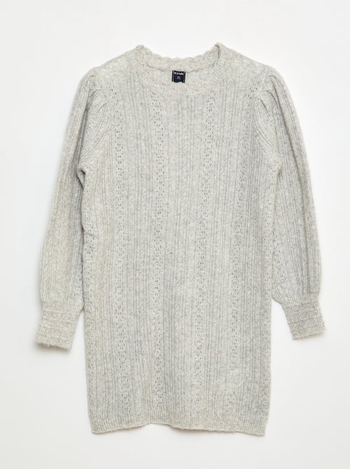 Vestido camisola em malha tricotada com detalhes vazados - Kiabi