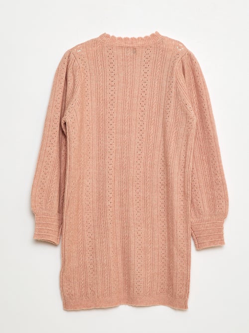 Vestido camisola em malha tricotada com renda - Kiabi