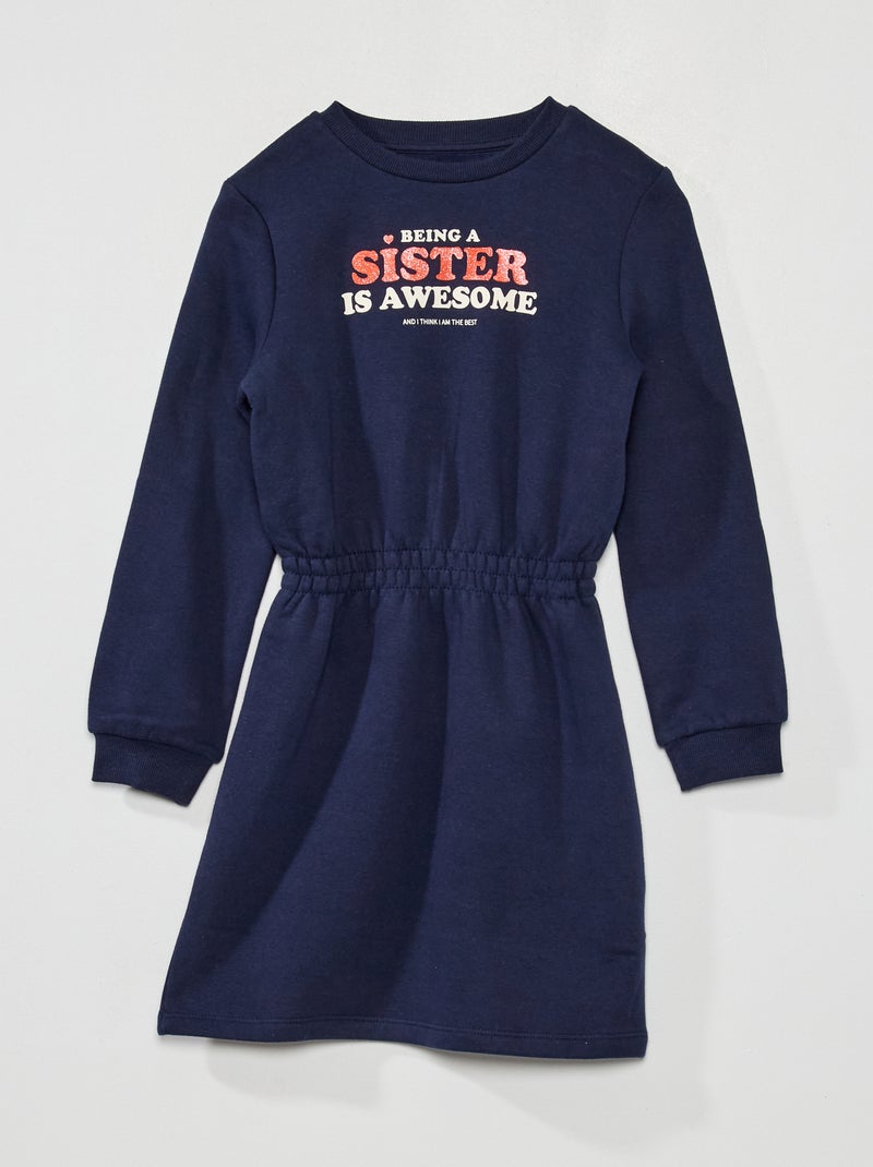 Vestido-camisola em moletão AZUL - Kiabi